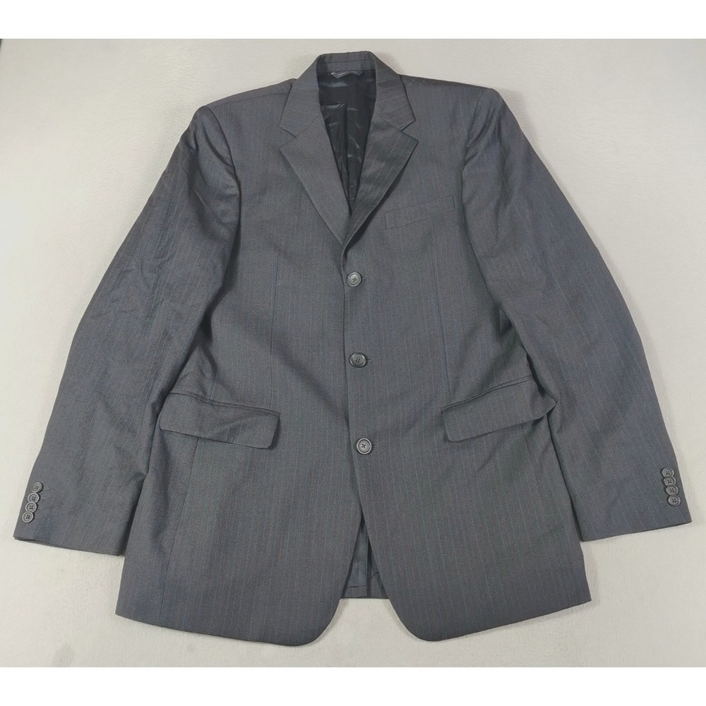 Banana Republic Blazer Mens 42L Gray Pinstripe Wool Modern 3Button Italy Vintage